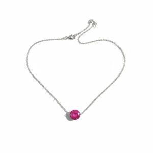 CADENITA CON DIJE DE PIEDRA FUCSIA 45CM